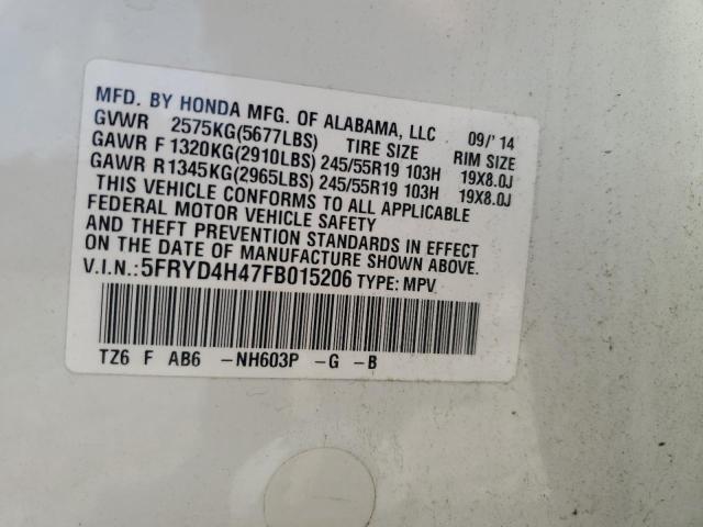 2015 ACURA MDX TECHNO 5FRYD4H47FB015206