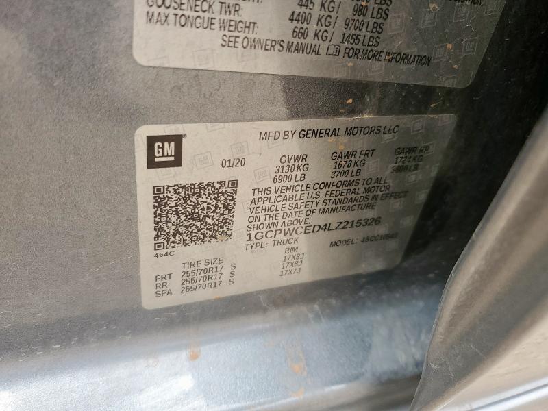 2020 CHEVROLET SILVERADO 1GCPWCED4LZ215326