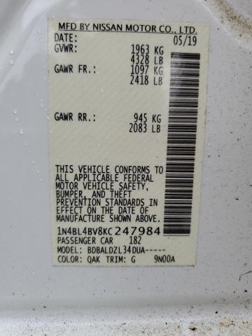 2019 NISSAN ALTIMA S - 1N4BL4BV8KC247984