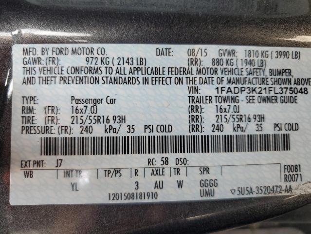 2015 FORD FOCUS SE - 1FADP3K21FL375048