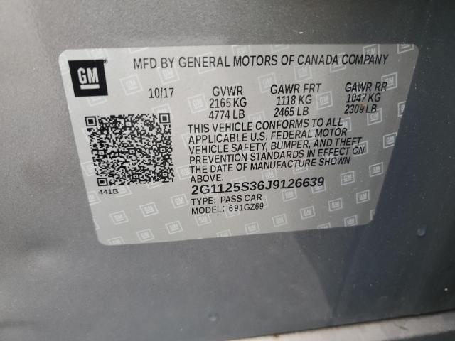 2018 CHEVROLET IMPALA PRE 2G1125S36J9126639