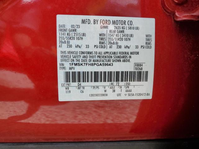 2023 FORD EXPLORER L - 1FMSK7FH8PGA59643