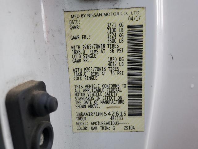 2017 NISSAN TITAN S 1N6AA1R71HN542615