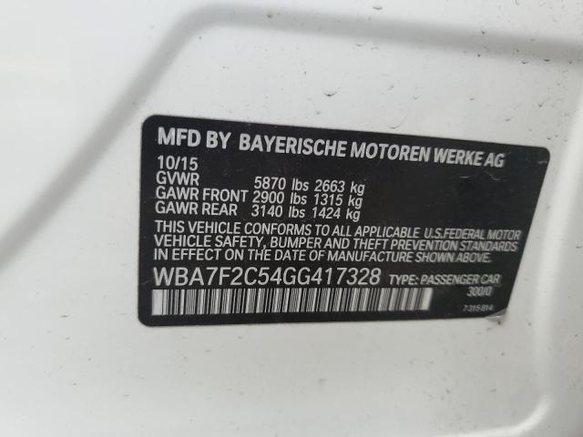 2016 BMW 750 XI WBA7F2C54GG417328