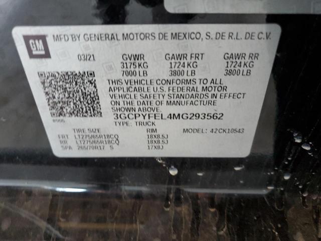 2021 CHEVROLET SILVERADO - 3GCPYFEL4MG293562