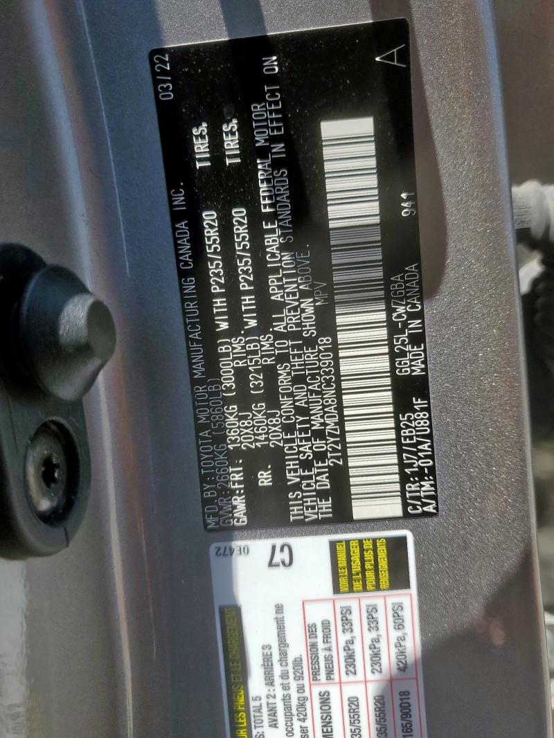 2022 LEXUS RX 350 F S 2T2YZMDA8NC339018