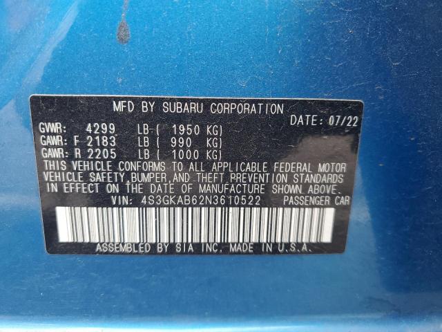 2022 SUBARU IMPREZA 4S3GKAB62N3610522