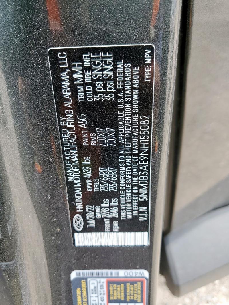 2022 HYUNDAI TUCSON SEL 5NMJB3AE9NH155082
