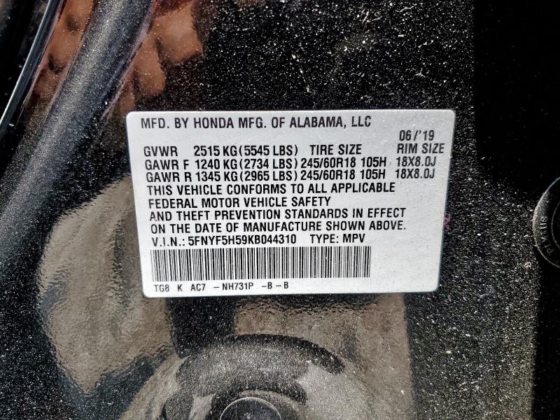 2019 HONDA PILOT EXL - 5FNYF5H59KB044310