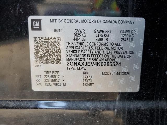 2019 CHEVROLET EQUINOX LT 2GNAXJEV4K6285524