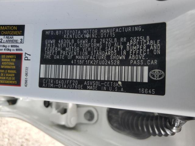 2015 TOYOTA CAMRY LE 4T1BF1FK2FU024528