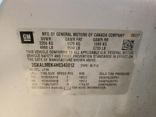 2017 GMC TERRAIN SL 2GKALMEK4H6343012