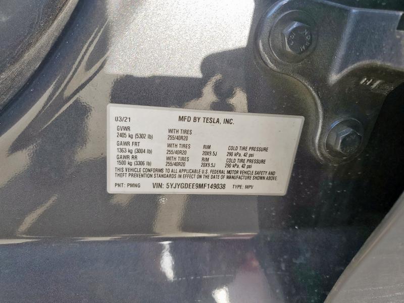 2021 TESLA MODEL Y - 5YJYGDEE9MF149038
