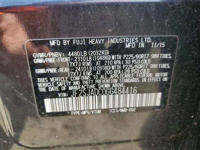 2016 SUBARU FORESTER 2 - JF2SJADC0GG484416