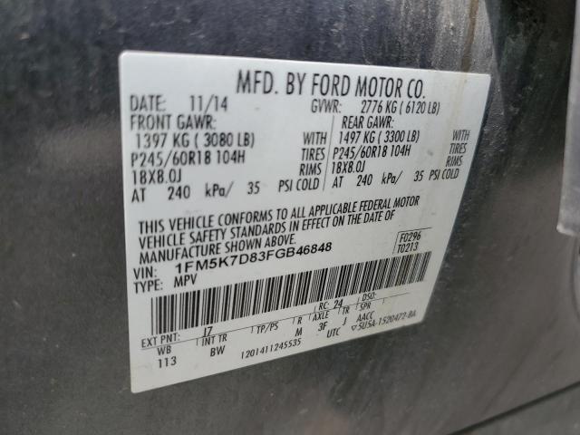 2015 FORD EXPLORER XLT 1FM5K7D83FGB46848