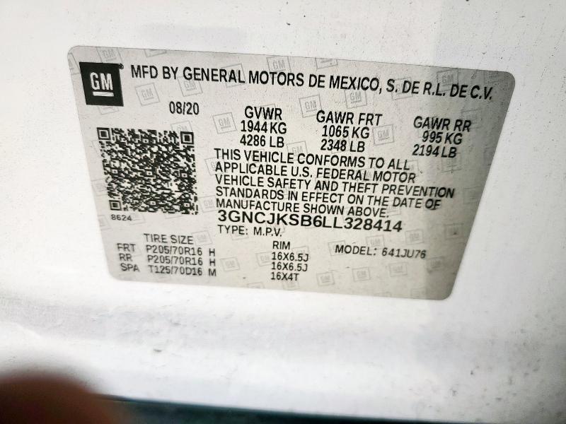 2020 CHEVROLET TRAX LS 3GNCJKSB6LL328414
