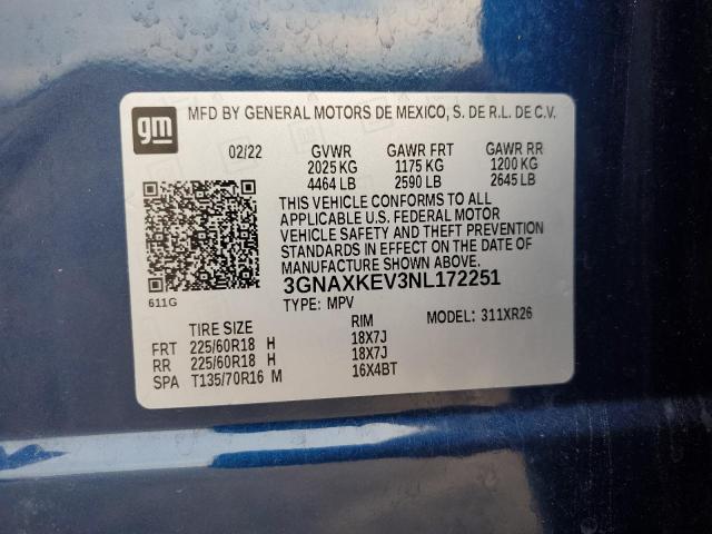 2022 CHEVROLET EQUINOX LT - 3GNAXKEV3NL172251