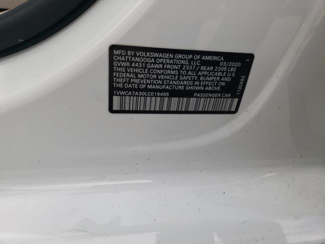 2020 VOLKSWAGEN PASSAT SEL 1VWCA7A30LC019465
