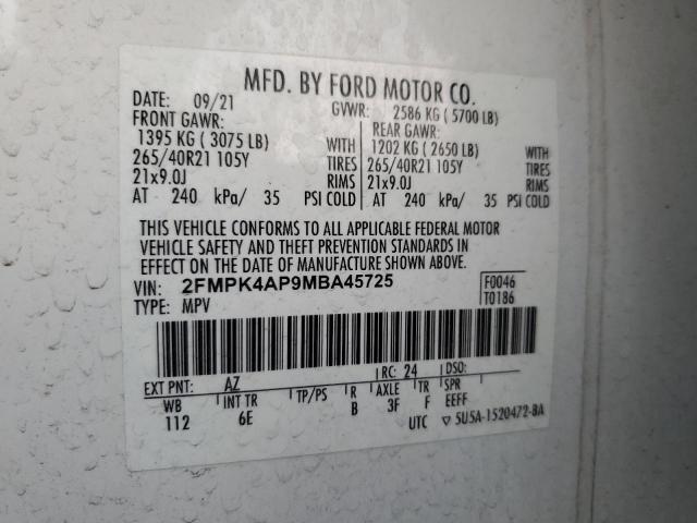 2021 FORD EDGE ST 2FMPK4AP9MBA45725