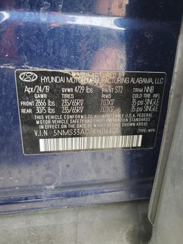 2019 HYUNDAI SANTA FE S 5NMS33AD7KH116401