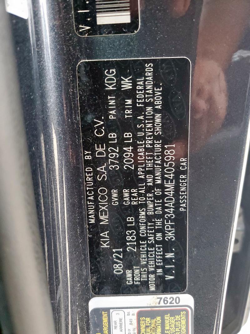 2021 KIA FORTE GT L 3KPF34AD4ME405981
