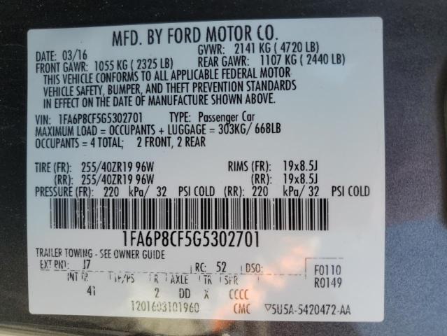 2016 FORD MUSTANG GT - 1FA6P8CF5G5302701