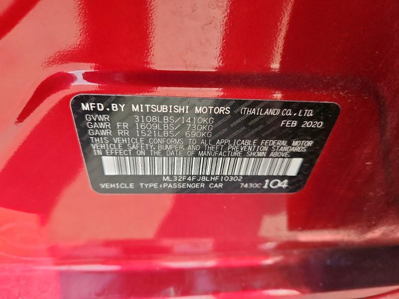2020 MITSUBISHI MIRAGE G4 ML32F4FJ8LHF10302