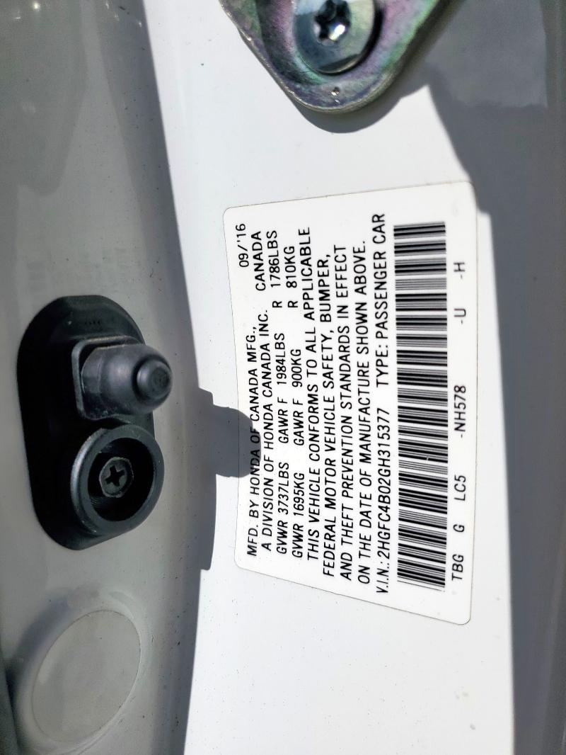 2016 HONDA CIVIC LX 2HGFC4B02GH315377