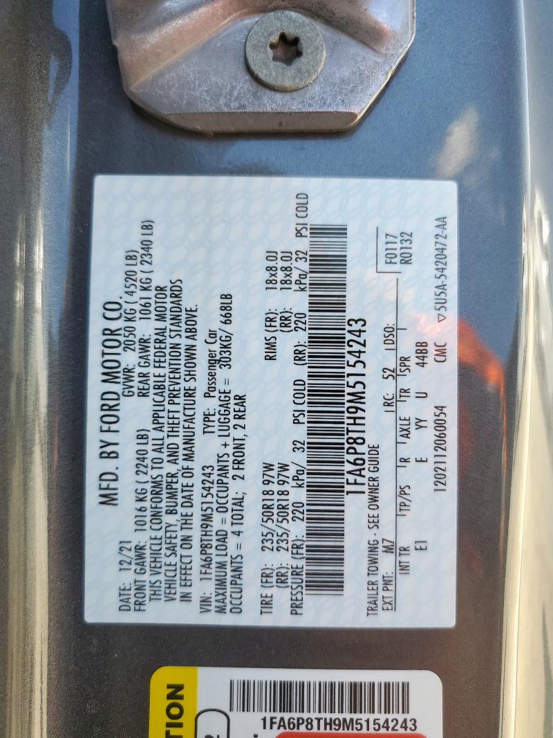 2021 FORD MUSTANG 1FA6P8TH9M5154243