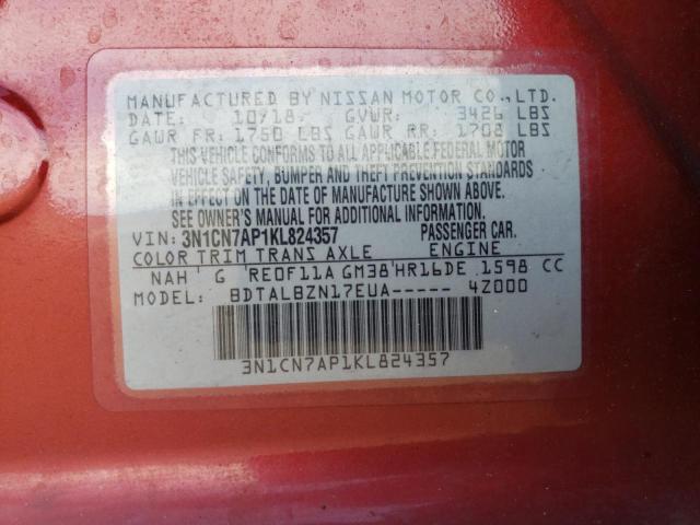 2019 NISSAN VERSA S - 3N1CN7AP1KL824357