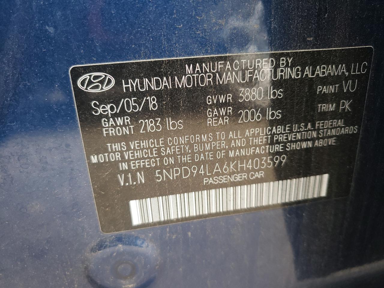 Lot #3318869924 2019 HYUNDAI ELANTRA EC