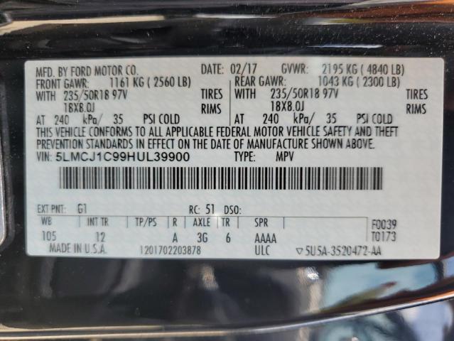 2017 LINCOLN MKC PREMIE 5LMCJ1C99HUL39900