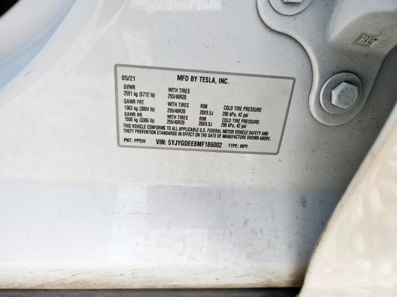 2021 TESLA MODEL Y 5YJYGDEE8MF186002