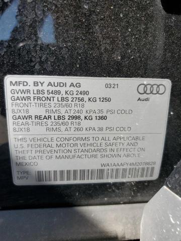 2021 AUDI Q5 PREMIUM WA1AAAFY4M2078628