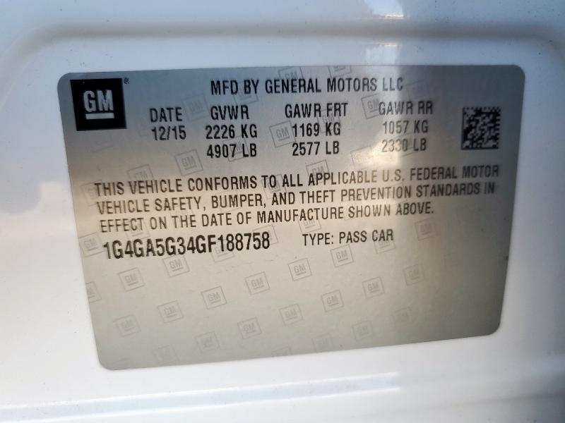 2016 BUICK LACROSSE 1G4GA5G34GF188758