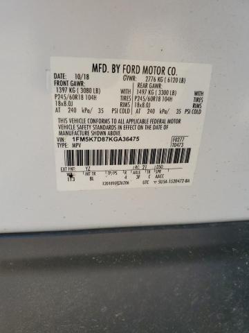 2019 FORD EXPLORER X - 1FM5K7D87KGA36475