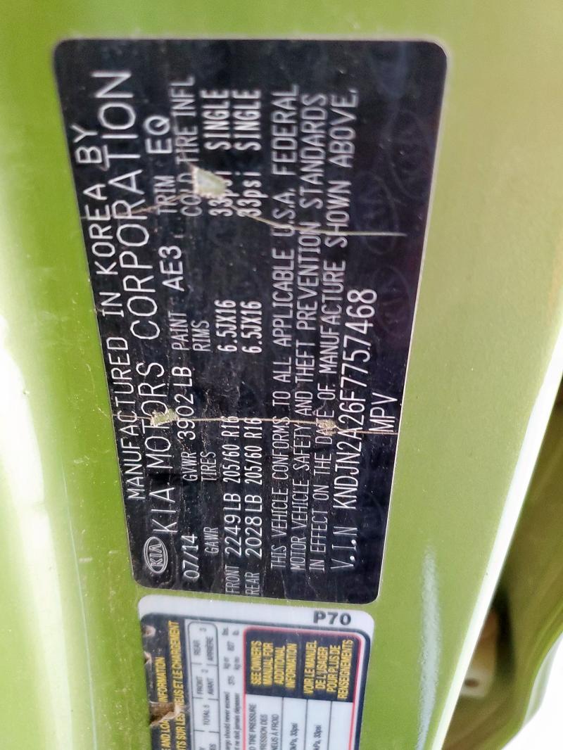2015 KIA SOUL KNDJN2A26F7757468