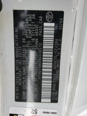 2022 TOYOTA CAMRY SE - 4T1G11AK0NU036512