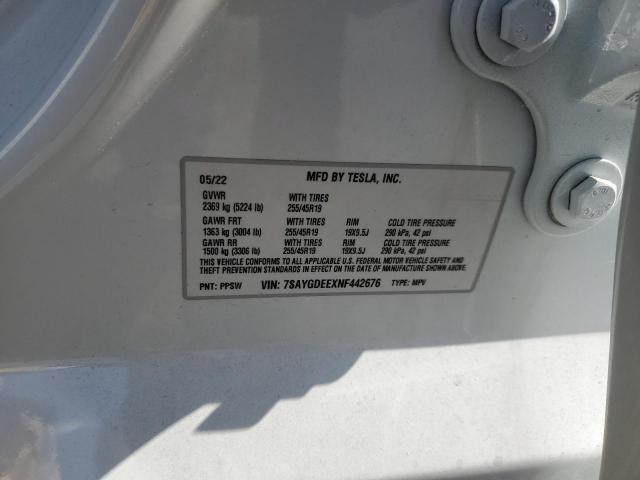 2022 TESLA MODEL Y 7SAYGDEEXNF442676