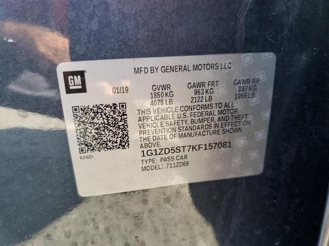 1g1zd5st7kf157081 - 2019 Chevrolet malibu lt - #60419725
