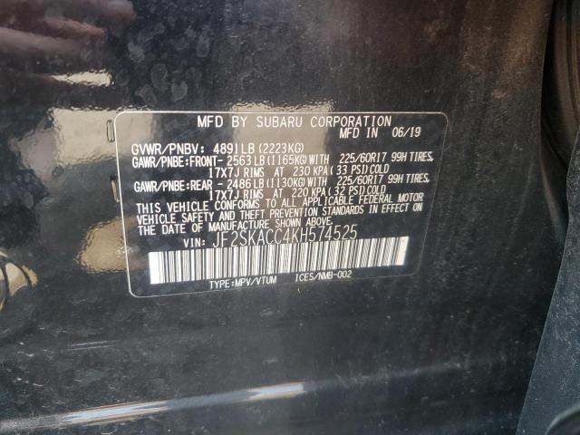 2019 SUBARU FORESTER JF2SKACC4KH574525
