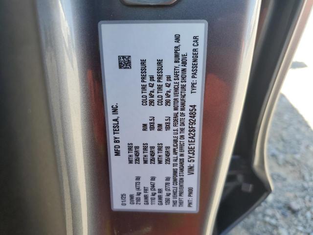 2025 TESLA MODEL 3 5YJ3E1EA2SF924854