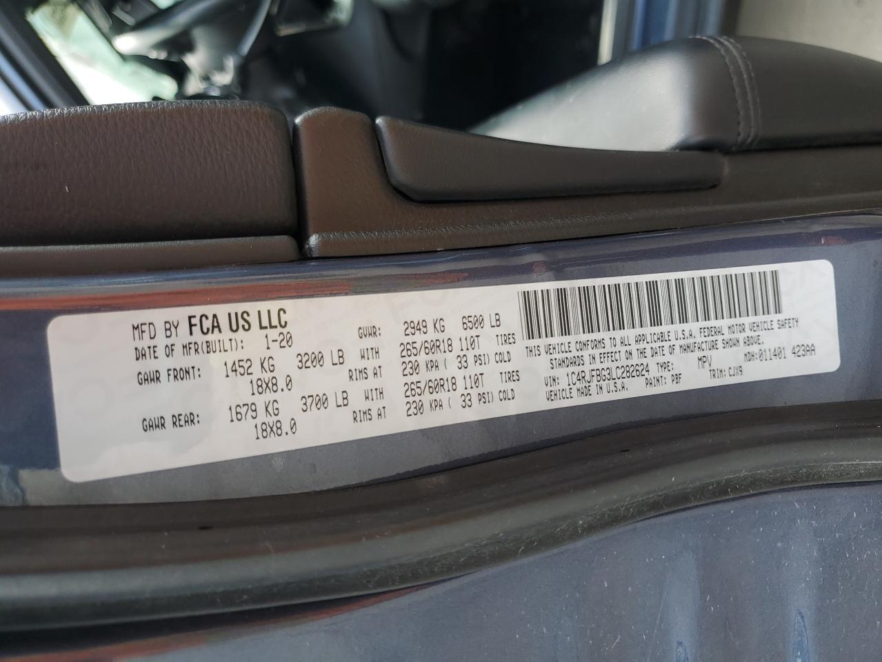 Lot #3225935589 2020 JEEP GRAND CHER