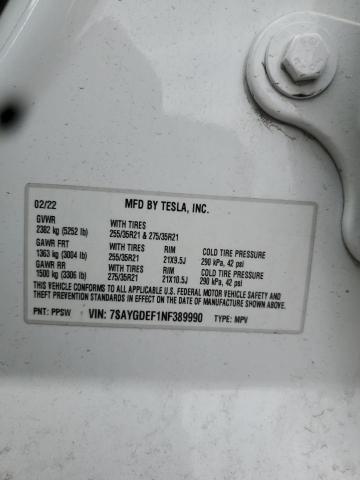 2022 TESLA MODEL Y 7SAYGDEF1NF389990