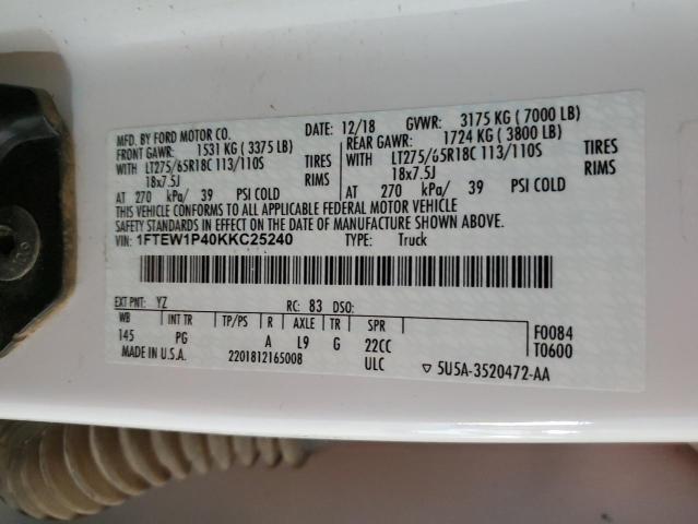 2019 FORD F150 POLIC 1FTEW1P40KKC25240
