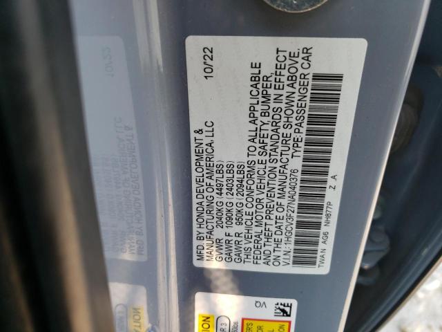 2022 HONDA ACCORD HYB 1HGCV3F27NA040376