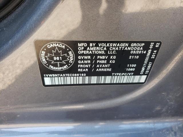 2014 VOLKSWAGEN PASSAT SE - 1VWBN7A37EC086163