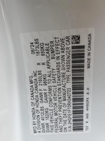 2024 HONDA CIVIC EX 2HGFE1F70RH340703