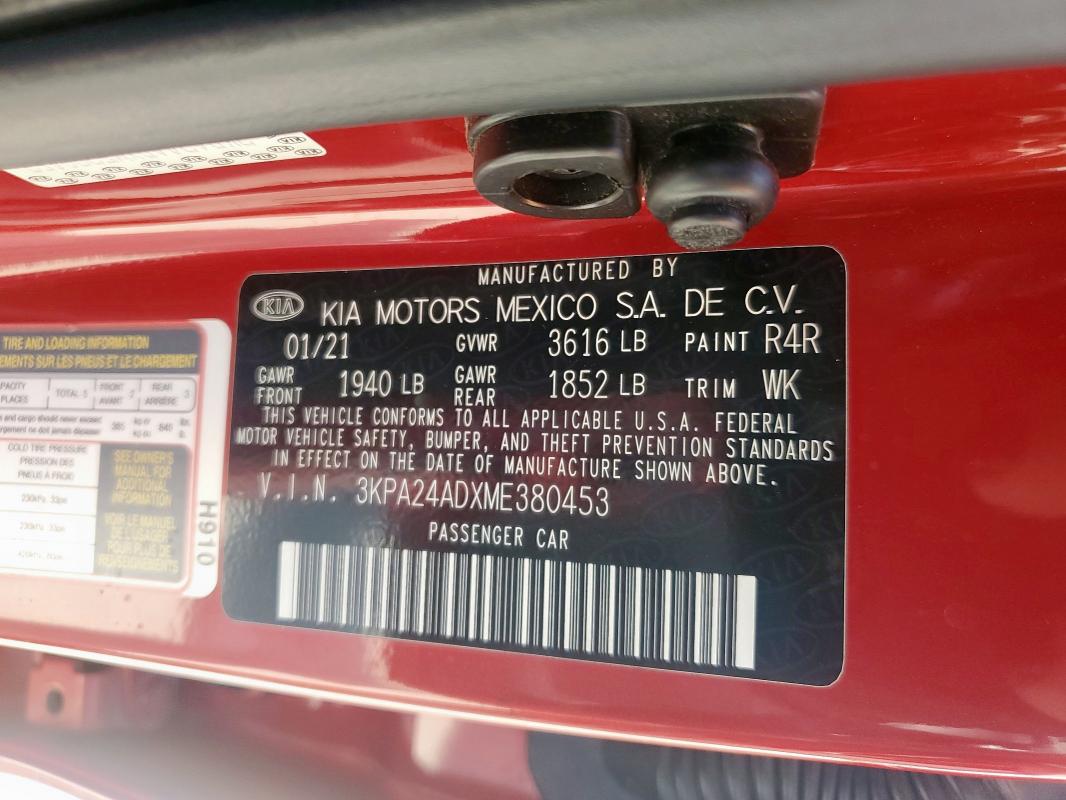 2021 KIA RIO LX 3KPA24ADXME380453
