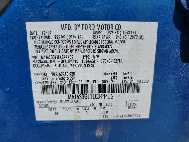 2020 FORD ECOSPORT S MAJ6S3GL1LC344452